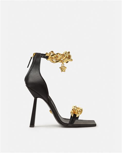 versace medusa chain sandals|versace medusa detail round heels.